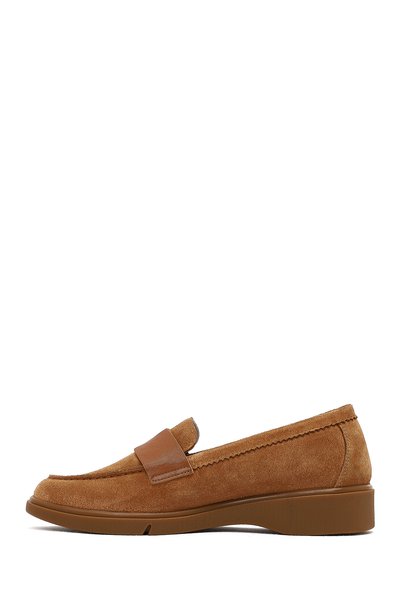 Derimod Kadın Taba Süet Deri Comfort Loafer 25AFD154210