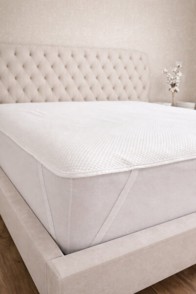 Elovias 4 Köşe Lastikli Sıvı Geçirmez Yatak Alez Koruyucusu Beyaz