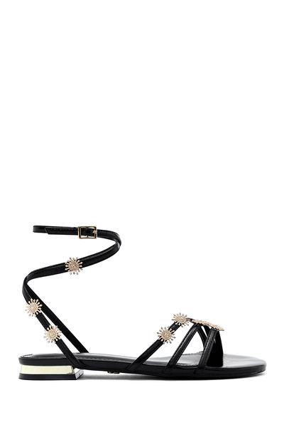 Derimod Sandale de piatră cu cataramă neagră pentru femei 25SFE 481132