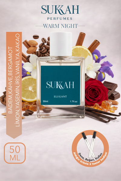 SUKKAH Warm Night Kadın Parfüm EDP 50ml – Badem, Kahve, Bergamot, Limon, Yase...