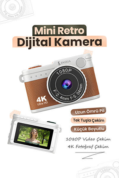 EN SİGA Mini 4K Dijital Kamera 1080P Video Çekim Fotoğraf Makinesi IPS Ekranl...