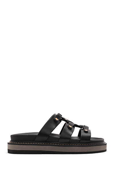 Derimod Women's Black Thick Soled Slippers 25Sfe 400818