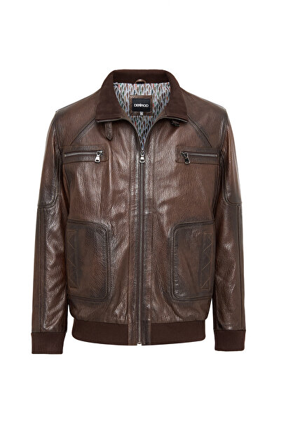 Derimod Felix (Plus) Erkek Kahverengi Deri Ceket 24WGD6560MW