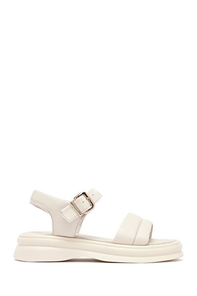 Derimod Kadın Bej Bilekten Tokalı Deri Sandalet 25SFD351118