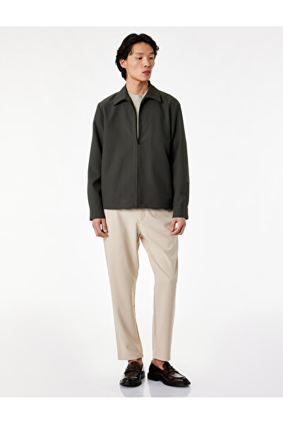 Koton Regular Fit Long Sleeve Pocket Shirt Collar Zipper Sports Jacket