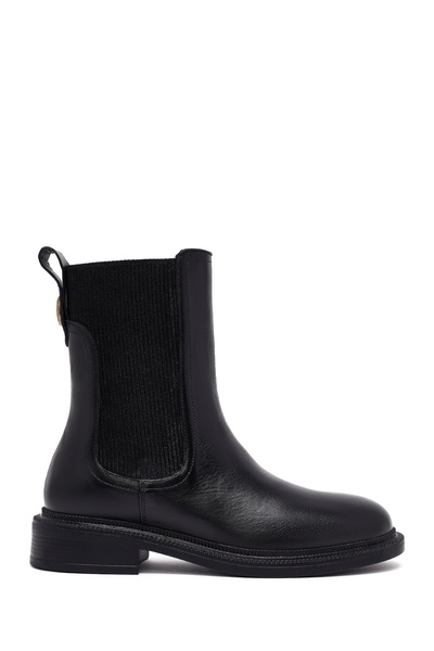 Derimod Women's Black Leather Chelsea Boots 25Wfd202218