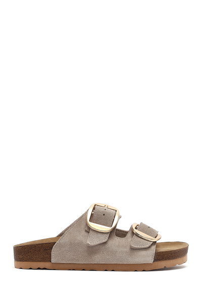 Derimod Femei Mink Buckle Suede Papuci din piele 25SFD130110