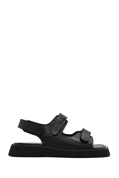 Derimod Sandale de damă din piele neagră cu bandă 25SFD130818