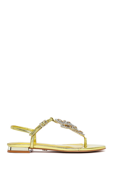 Derimod Women's Yellow Stone Flip Flops Sandals 25Sfe481032