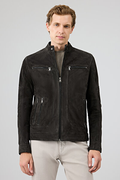 Derimod Patrick Erkek Gri Süet Deri Ceket 25SGE654110