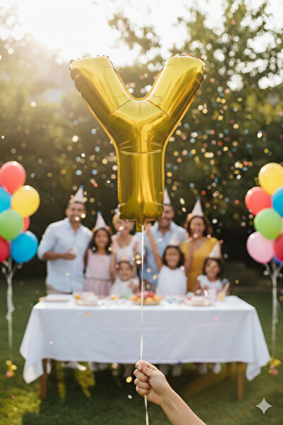 Deniz Party Store بالون فويل ذهبي حجم وسط حرف (Y).