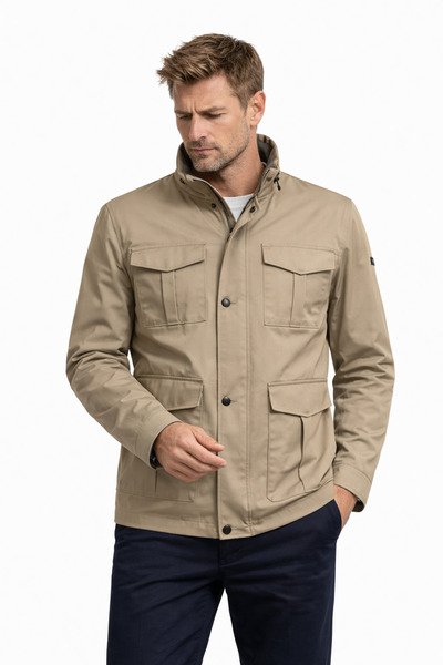 Çizgi Triko Men's Stand Collar 4-Pocket Lined Seasonal Coat - A00004