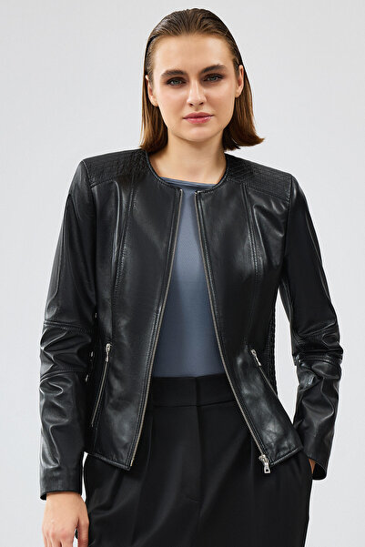Derimod Irina Women's Black Leather Jacket 24Wge52251M
