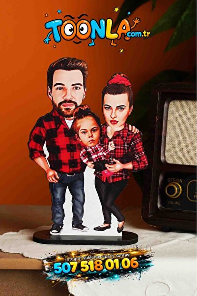 wonderlike Aile Karikatürlü 3d Ahşap Biblo,sevgiliye Hediye-Doğum Günü Hediye