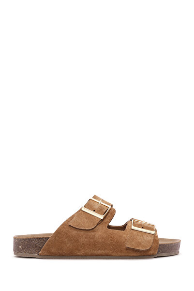 Derimod Papuci de damă din piele de căprioară cu cataramă dublă 25SFD 150210