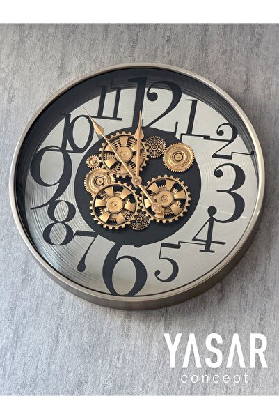 YASAR CONCEPT Valenthor Metal Çarklı Duvar Saati 60 Cm