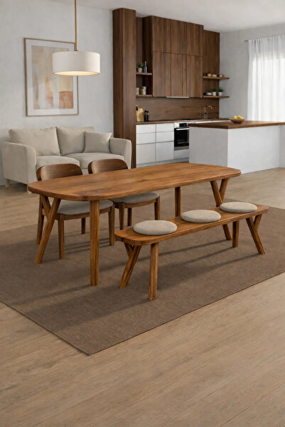 KIYMIK HOME Gerçek Ağaç Ceviz Yemek & Toplantı Masası 100x60cm (SADECE MASA)