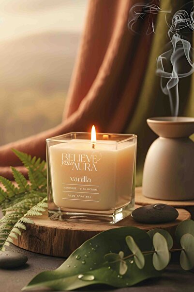Believe Your Aura Vanilya Kokulu Mum - %100 Soya Mumu Paşabahçe Magnolia Kase...