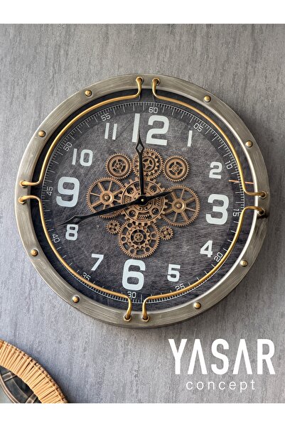 YASAR CONCEPT Tfelve Metal Çarklı Duvar Saati 60 Cm