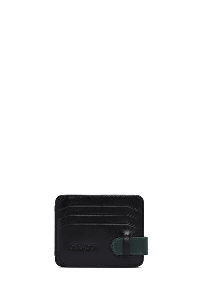 Derimod Men's Black Green Leather Card Holder 000A2D310718