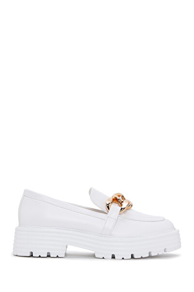 Derimod Kadın Beyaz Kalın Tabanlı Maskülen Loafer 24SFE400618