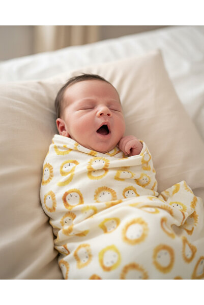 Boumini Cotton Muslin Blanket 70X70 cm Yellow Lion Patterned