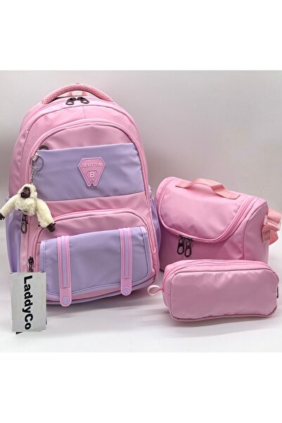 LaddyCo Girl's First School Bag Waterproof Fabric Thermal Lunch Bag and Penci...