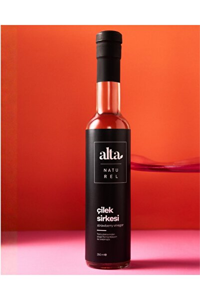 Alta Naturel Organik Fermente Çilek Sirkesi Katkısız Cam Şişe - 250 ml