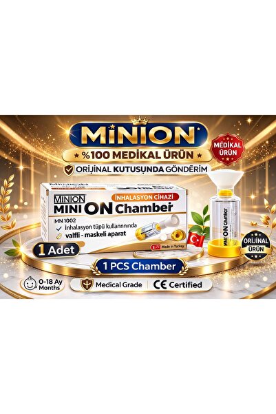 Minion Chamber İnhalasyon Tüpü Valflı Maskeli Aparat 1-5 Yaş Arası M Beden Sa...