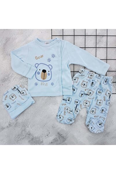 BEBEMER طقم زيبين مطبوع عليه الدب الكبير نزار 061 باللون الأزرق