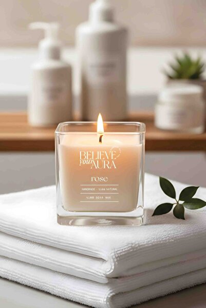 Believe Your Aura Gül Kokulu Mum - %100 Soya Mumu Paşabahçe Magnolia Kase Aro...