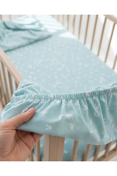 Boumini % 100 Pamuklu Bebek Lastikli Çarşaf ve Yastık Kılıf Seti 70x140 cm Ta...