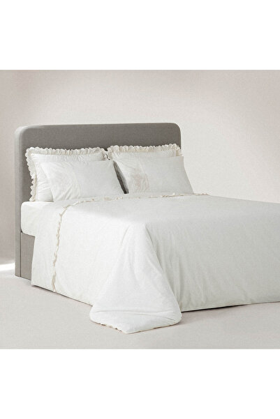 Ecocotton طقم غطاء لحاف إلسا كينج 100% قطن عضوي بيركال مطرز كريمي 240x220 سم