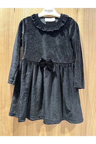 PD KIDS 6773 KIZ ÇOCUK YAKASI FIRFIRLI KADİFE SİMLİ ELBİLSE