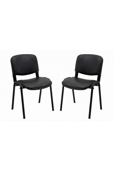 Ofisbazaar Form Siyah Misafir Sandalyesi 2'li Set | Dayanıklı Metal Ayaklı Be...