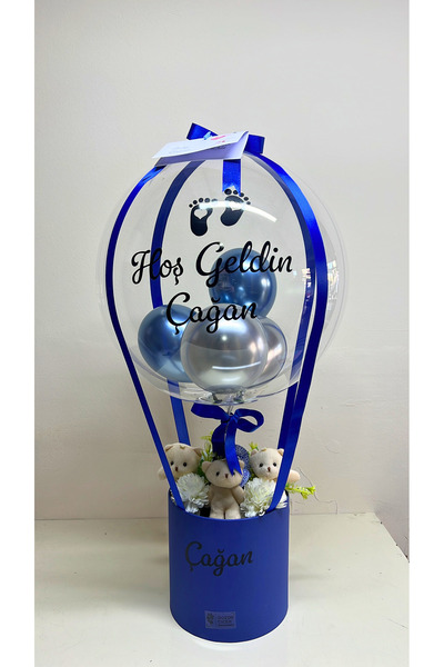 GözdeParti Balon Kutusu - Yenidoğan Erkek Bebek Balon Kutusu Kişiye Özel - Ye...