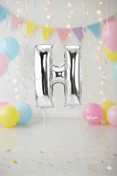Deniz Party Store بالون فويل فضي مقاس وسط حرف (H).