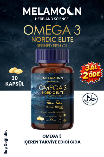 Melamoon Omega 3 Nordic Elite Balık Yağı | 360 mg EPA - 240 mg DHA 30 Kapsül