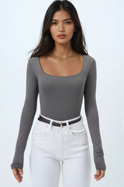 Trend Alaçatı Stili Damen-Overall mit quadratischem Kragen und Druckknöpfen u...