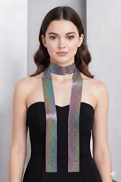 PETEK AKSESUAR Eşarp Model Zırh Metal Kolye Multicolor