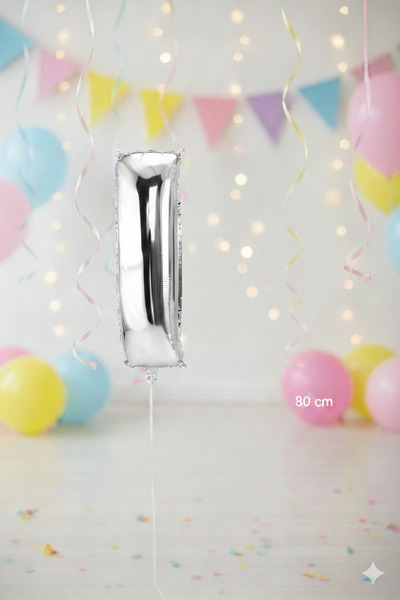 Deniz Party Store بالون فويل فضي متوسط الحجم (حرف I).