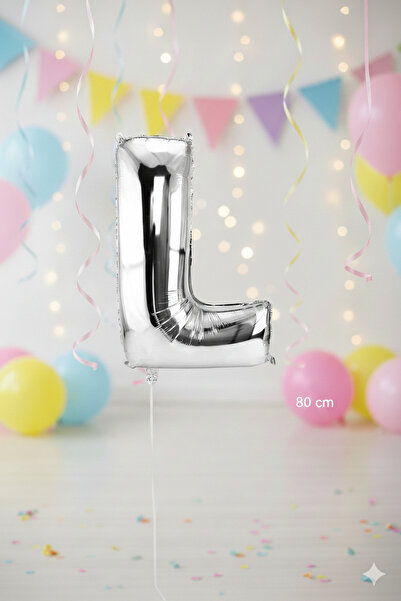 Deniz Party Store بالون فويل فضي مقاس وسط (L) حرف