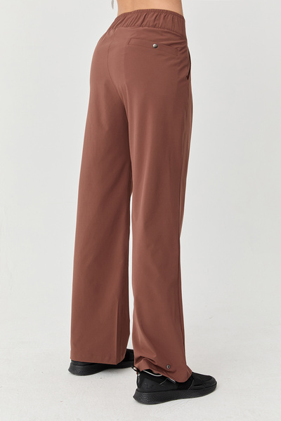 bilcee Women's Earth Thin Lycra Zippered Wide Leg Woven Lightweight Pants 0074