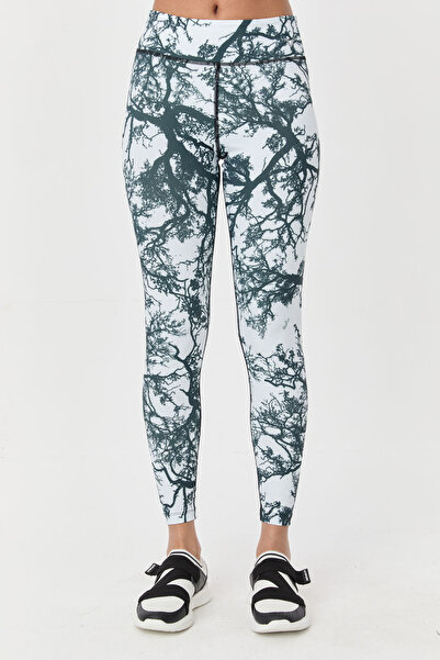bilcee Kadın Beyaz Yüksek Bel Desenli Esnek Ve Toparlayıcı Spor Tayt 8121