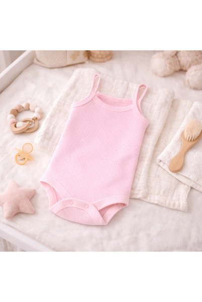 Novibaby 4-Piece Rope Strap Baby Undershirt Bodysuit Cotton Snap Fastener Newborn Child 0-36 Months, Flexible Mold