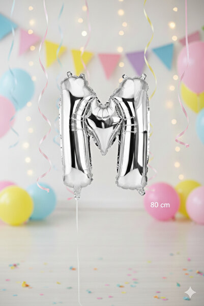 Deniz Party Store بالون فويل فضي حجم وسط حرف (M).