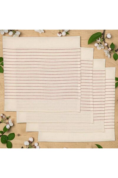IKEA VIPPSTARR Kumaş Peçete, Şerit Deseni kırmızı-natürel, 30x30 cm, 4 adet