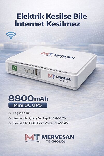 Mervesan MT-UPS-DC Mini DC UPS 8800mAh – Taşınabilir Kesintisiz Güç Kaynağı