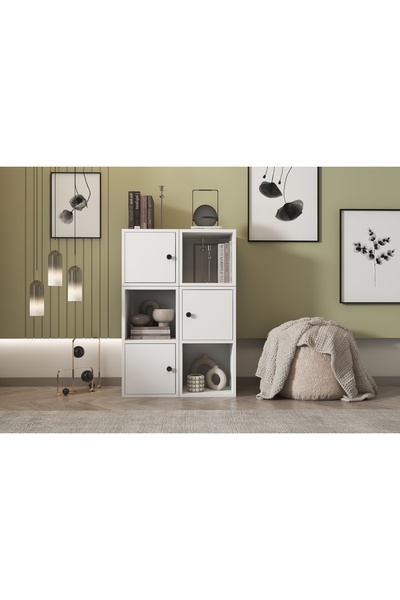 Nettrends 3 Kapakli Rafli Kitaplik 65 Cm Beyaz Ktp-1028-ç