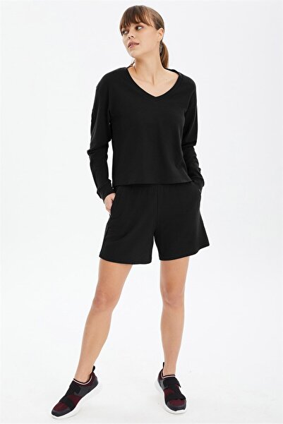 bilcee Kadın Siyah Yumuşak Dokulu Alt Üst Şortlu Takım 0736